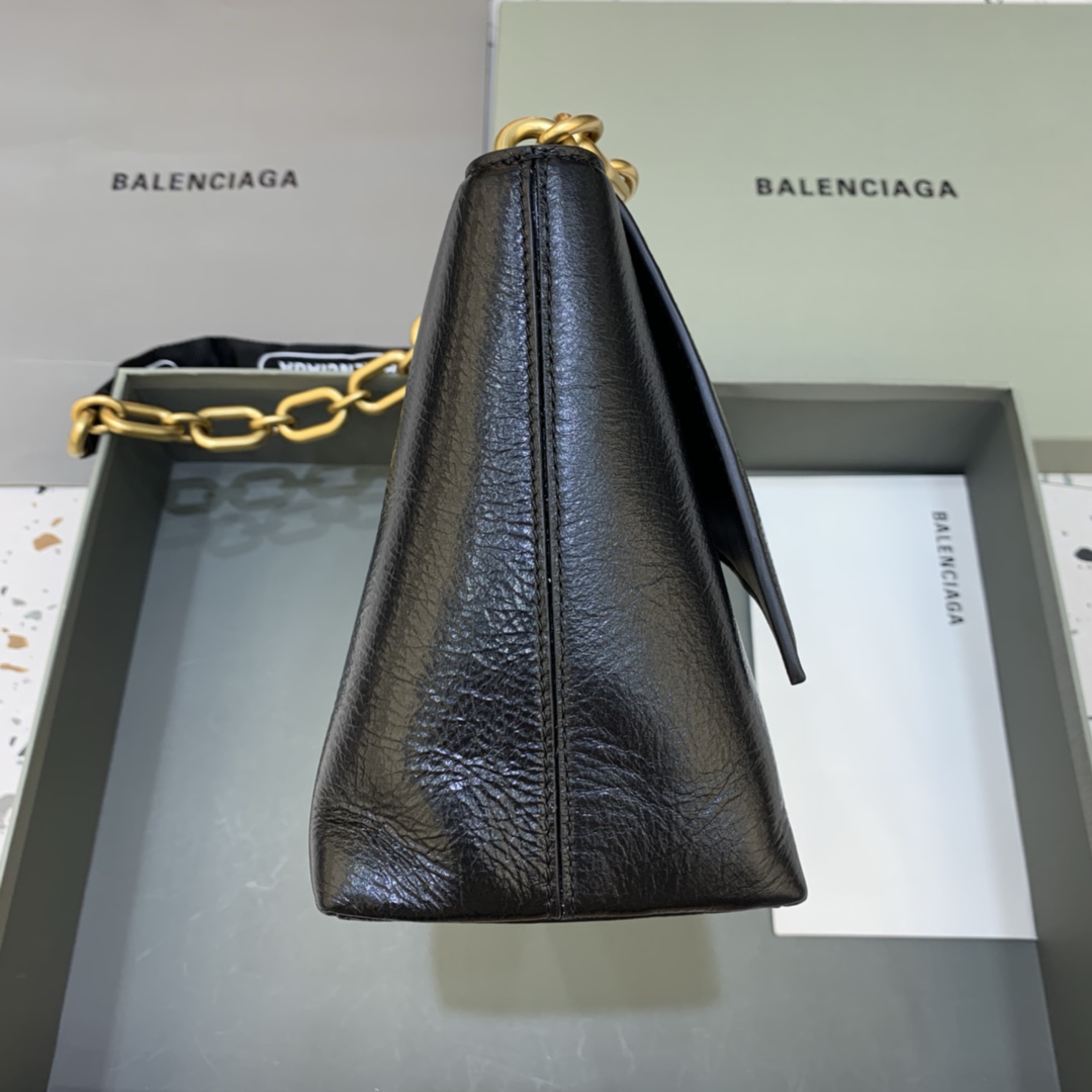 Balenciaga Downtown Small Shoulder Bag With Chain Black